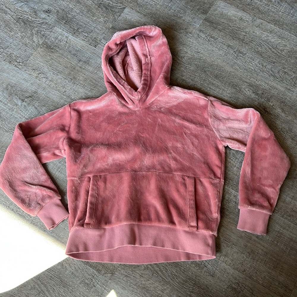 Athleta girl fuzzy pink hoodie